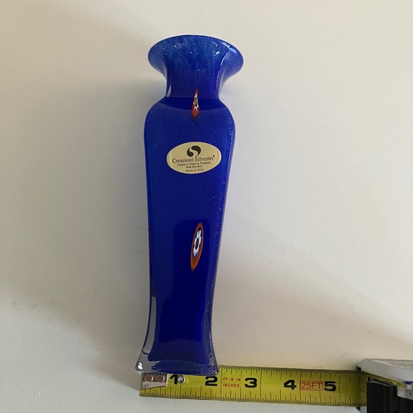 New Murano Blue and Orange Glass Art Vase - Picture 7 of 7